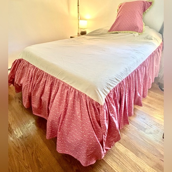 Pamela Kline Traditions Queen Bed Skirt Duster Sham Pink Dragonfly New